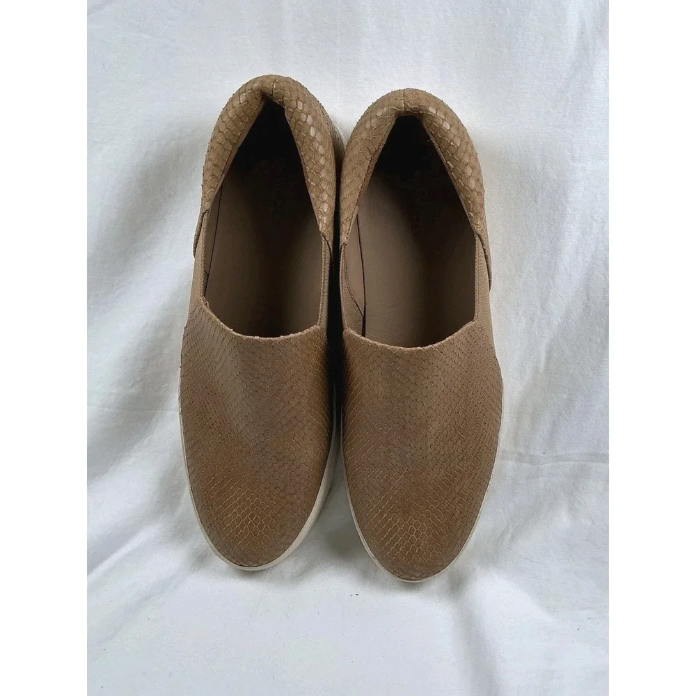 Vince Warren Slip On Shoes Women's 9 M Tan Leather Snakeskin Platform Sneakers